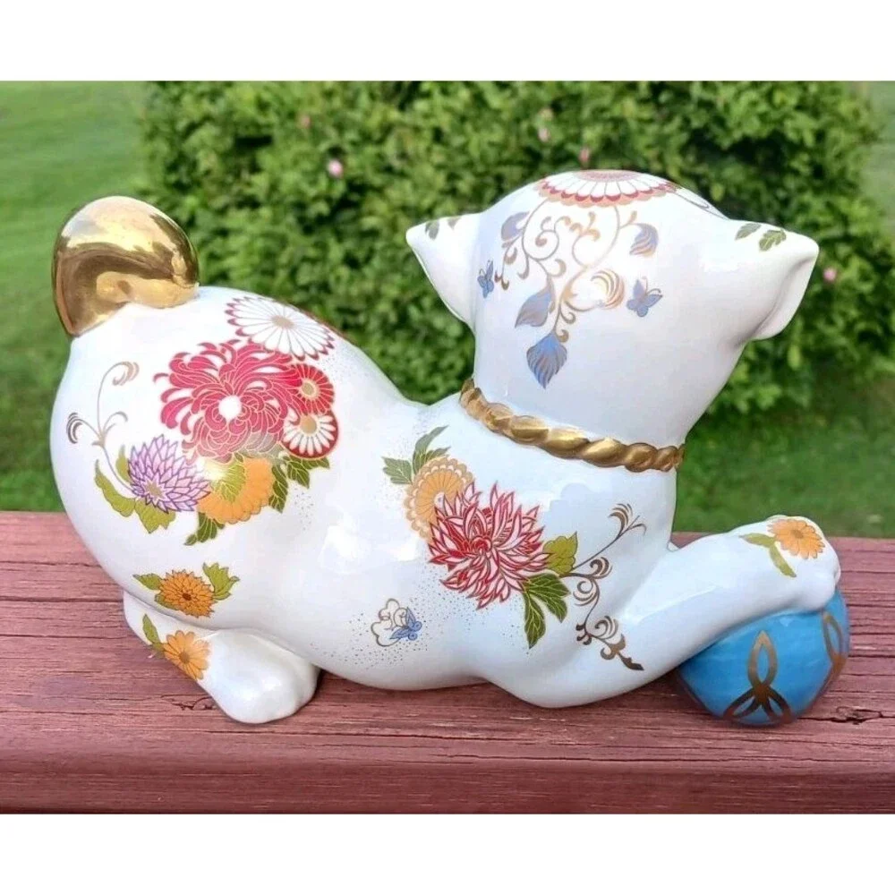 Vintage 1987 The Imperial Puppy Of Satsuma Hand Painted Porcelain Franklin Mint